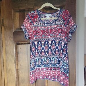Bohemian Red and Blue Women's Top